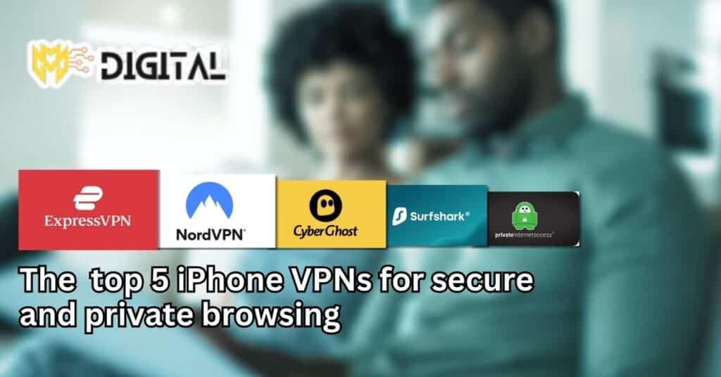 Logos of the top 5 iPhone VPNs for secure browsing